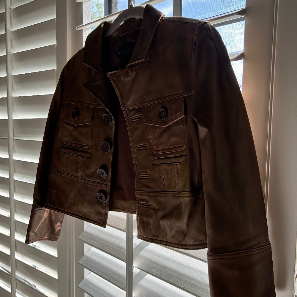 Mango Brown Leather Jacket